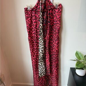 La Prestic Ouiston: Marbella Leopard Print Maxi Dress - Red and Black